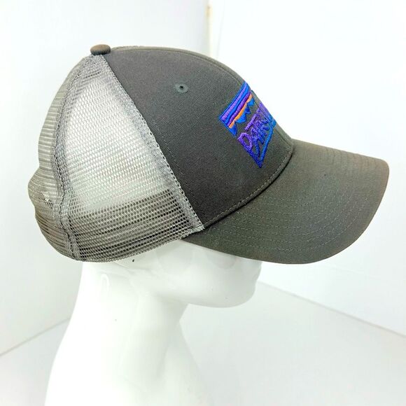 Patagonia Gray Purple Mountain Embroidered Mesh Snap Back Trucker Hat - Picture 3 of 16